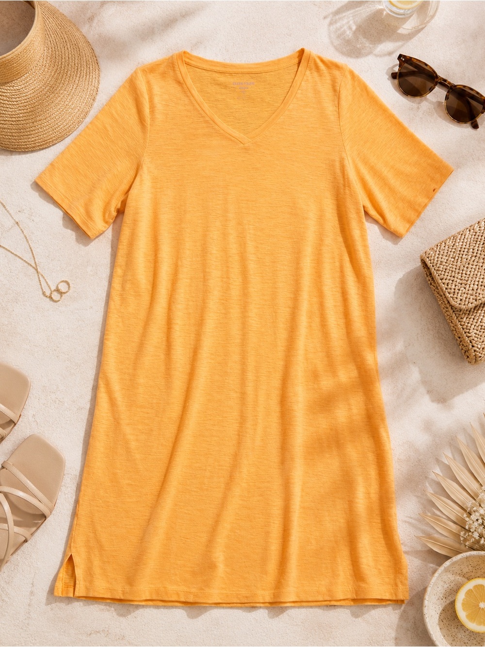 Eileen Fisher Yellow V‑Neck Midi Dress